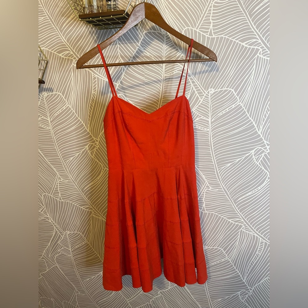 Coral Red Spaghetti Strap Mini Sundress